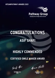 Certified Smile Maker Award - Asif Shafi